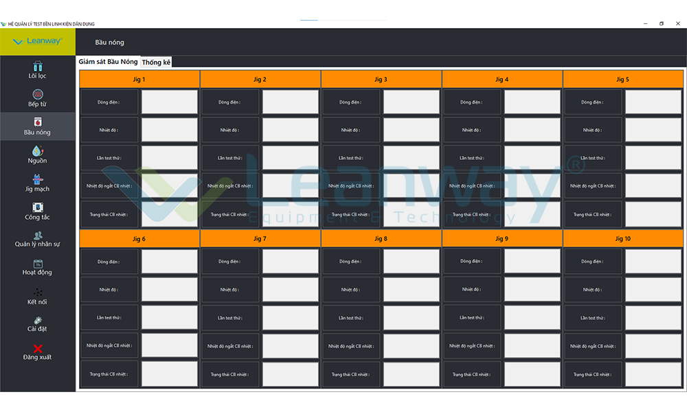 Hình ảnh giao diện giám sát bầu nóng