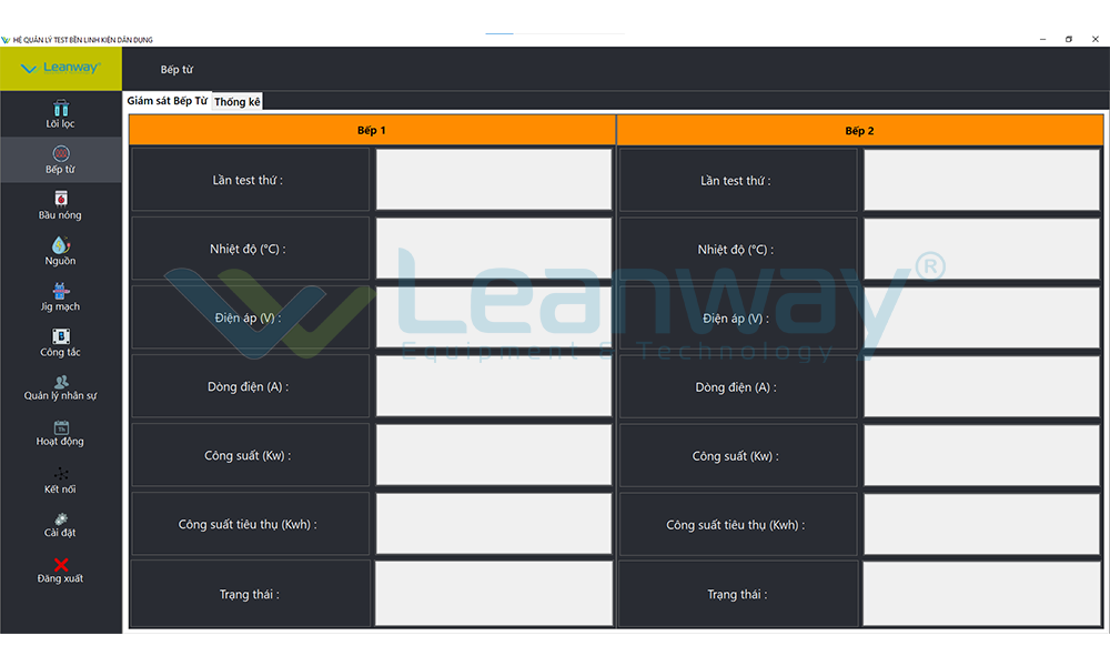 Hình ảnh giao diện giám sát bếp từ